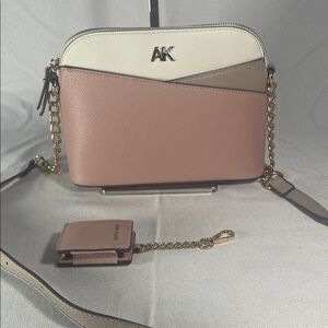 Anne Klein Pink, Cream, and Tan Crossbody Bag